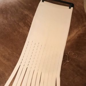 Jonathan Simkhai. Small White Fringe Flap Skirt.